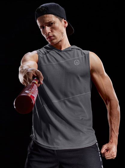 Dry Fit Workout Athletic Muscle Tank Top Running Shirts with Hoods