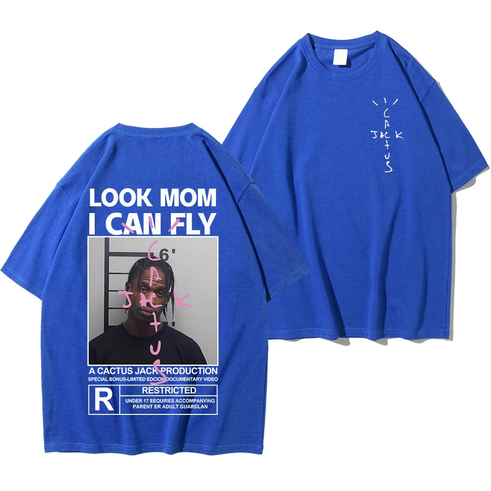 HOT SALE Cactus Jack T-Shirt High Quality Cotton Men Women LOOK MOM I CAN FLY Tee ASTROWORLD Hip Hop Short Sleeve Tshirts Tops