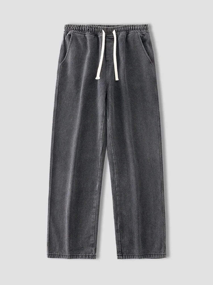 Autumn Korean Fashion Drawstring Y2K Jeans Homme Classic Baggy Straight Wide Leg Pants 2026 New Hip Hop Streetwear Casual Jean