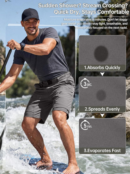 Hiking Shorts Lightweight Quick Dry Nylon Shorts with Belt for Tactical Work