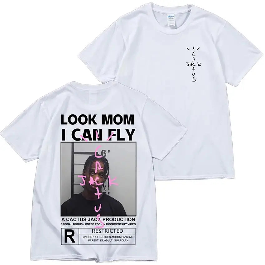 HOT SALE Cactus Jack T-Shirt High Quality Cotton Men Women LOOK MOM I CAN FLY Tee ASTROWORLD Hip Hop Short Sleeve Tshirts Tops