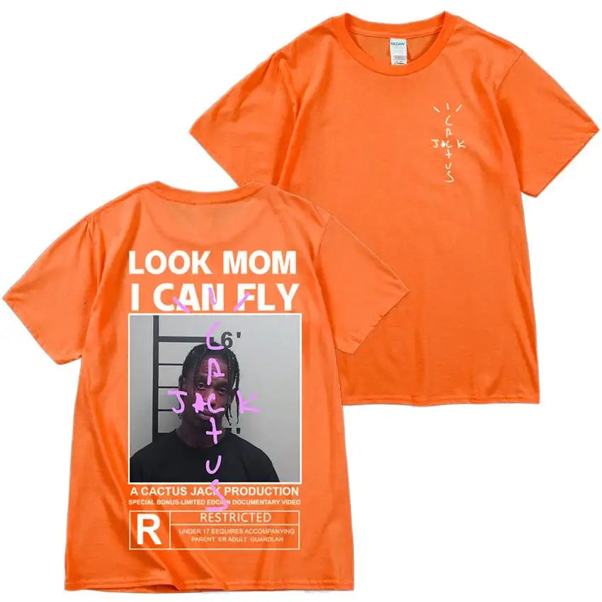 HOT SALE Cactus Jack T-Shirt High Quality Cotton Men Women LOOK MOM I CAN FLY Tee ASTROWORLD Hip Hop Short Sleeve Tshirts Tops